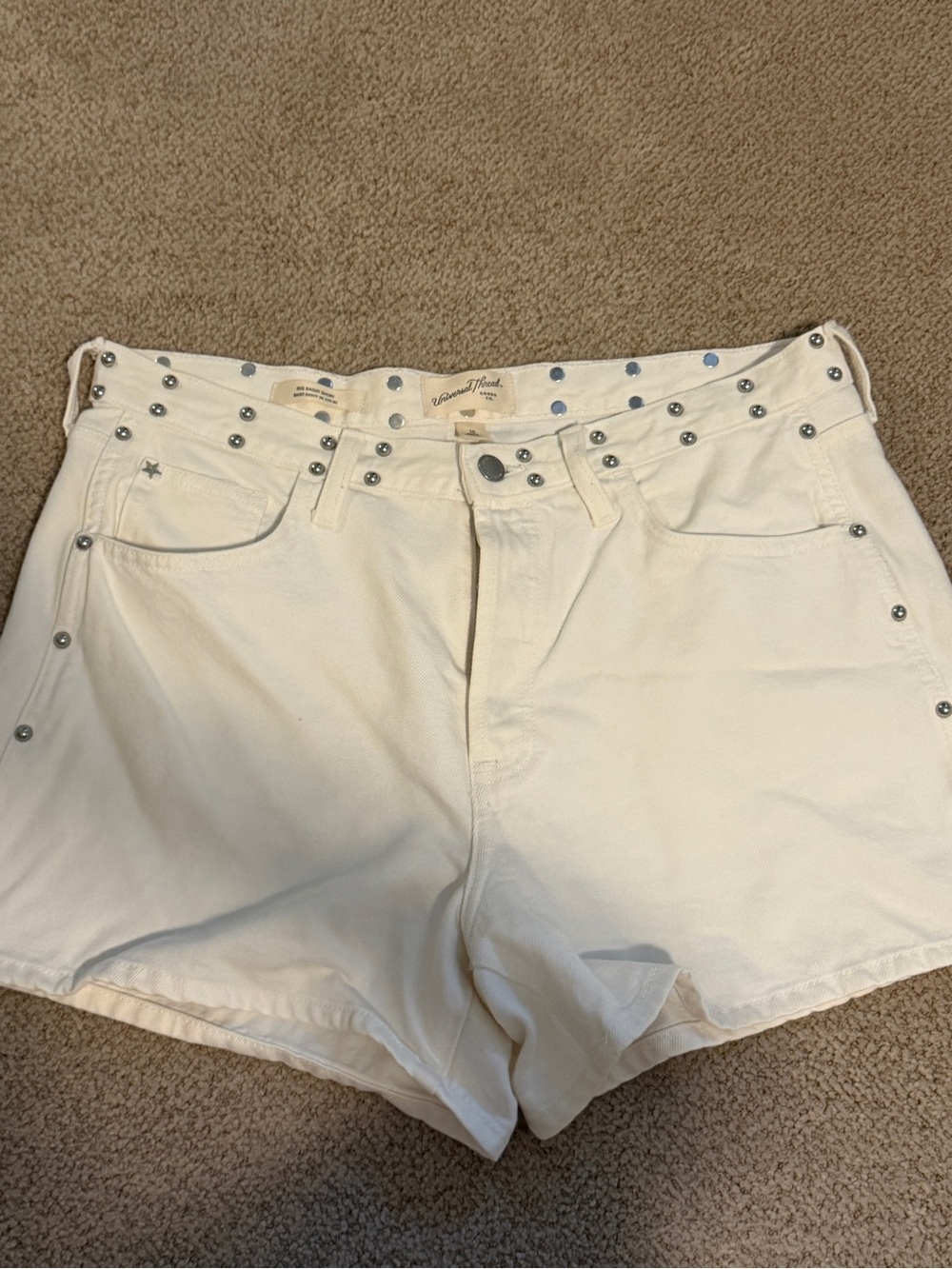 Universal Thread White Studded High-Waist Denim Shorts